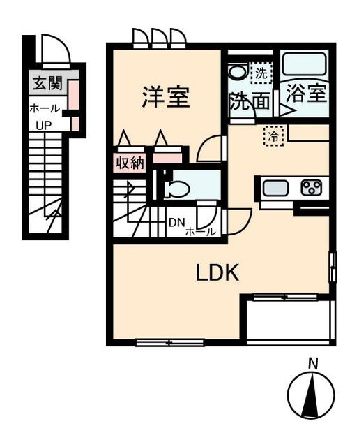 NO.FLAT(1LDK/2階)の間取り写真