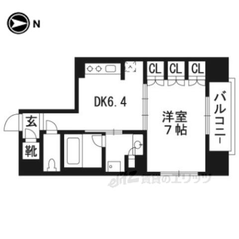 イーグルコート烏丸御池ルミエ(1DK/6階)の間取り写真
