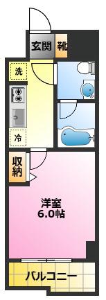 スパシエ ソリデ 武蔵小杉(1K/2階)の間取り写真