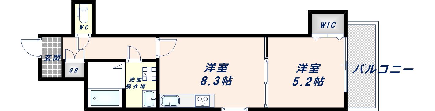 クリエオーレ衣摺I(1LDK/3階)の間取り写真