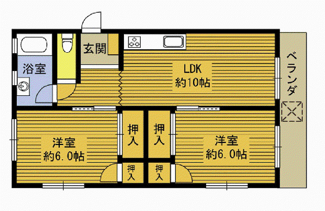 中村ビル(2LDK/3階)の間取り写真