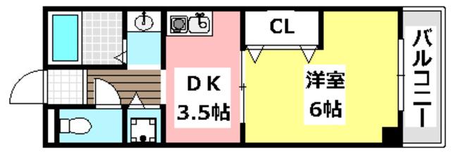 ファインヴェール・ウエスト(1DK/4階)の間取り写真