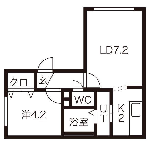ソアーヴェ南平岸(1LDK/4階)の間取り写真