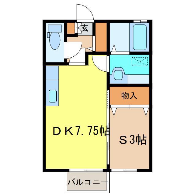 フェアリークリスタル I(1DK/2階)の間取り写真