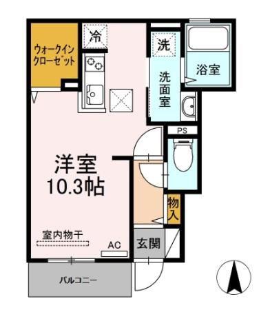 ヴェルエクセラン(ワンルーム/1階)の間取り写真