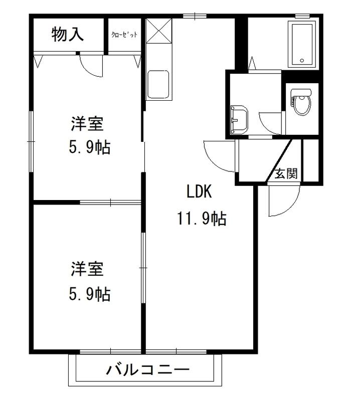 ファミールメゾンA(2LDK/1階)の間取り写真