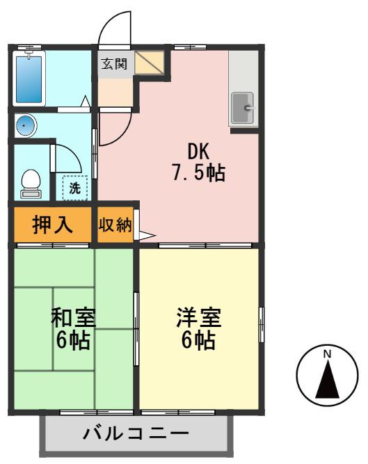 フォーブル北小岩(2DK/1階)の間取り写真