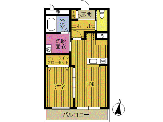 MARIA金池南(1LDK/1階)の間取り写真