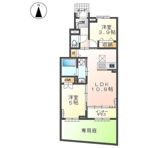 岐阜市薮田西O様2期アパート(2LDK/1階)の間取り写真