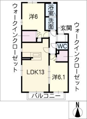 ファンタジア中平(2LDK/2階)の間取り写真