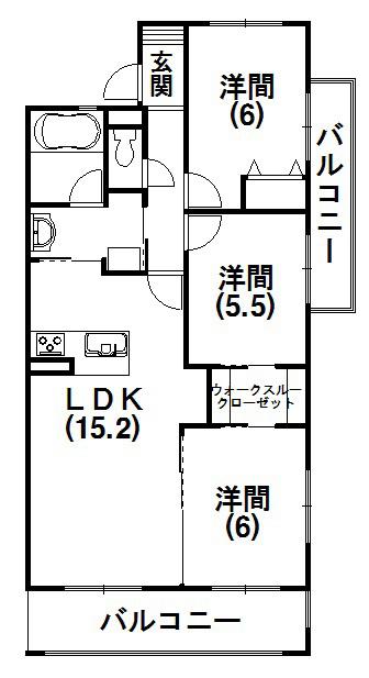 グラン ルフレ蜆塚(3LDK/1階)の間取り写真