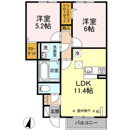 サン・グランデルII(2LDK/1階)の間取り写真