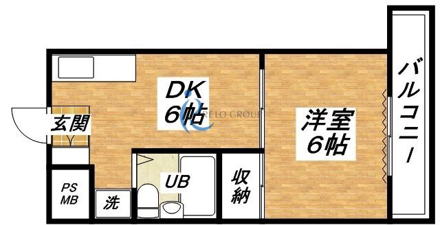 リベラルパレス平野(1DK/2階)の間取り写真