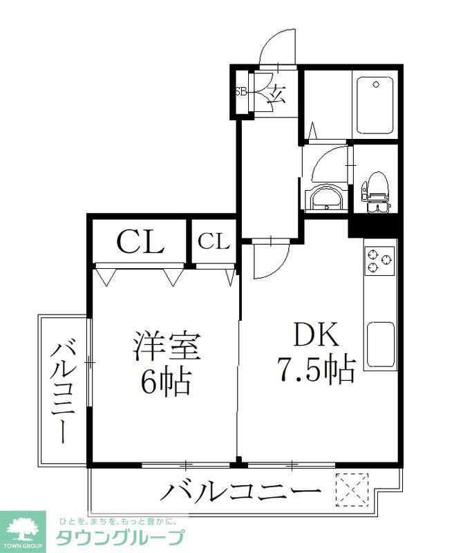 八潮インペリアルハイツ(1DK/5階)の間取り写真
