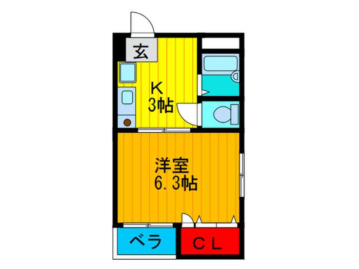 エステート塚本(1K/2階)の間取り写真