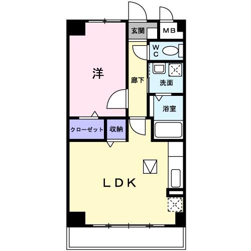 スカイマンション(1LDK/1階)の間取り写真