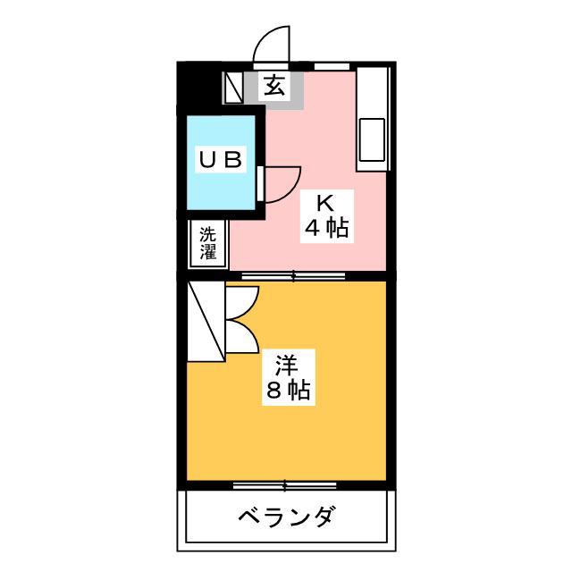 メルカードあさひII(1DK/2階)の間取り写真