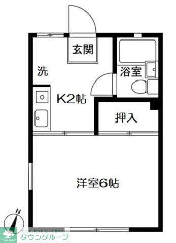 ヒルトップT&Y(1K/2階)の間取り写真