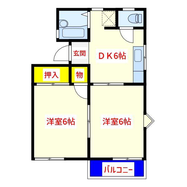 フレグランス住吉 A・B棟(2DK/2階)の間取り写真