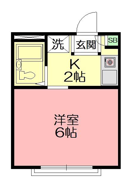 プレステージ下倉田II(1K/2階)の間取り写真