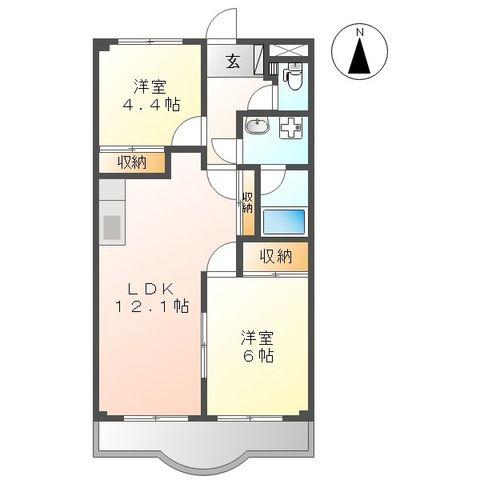 プロニティハイム清水(2LDK/1階)の間取り写真