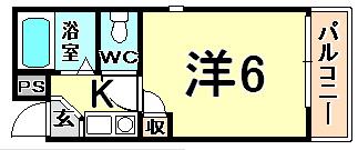 シャルマンフジ出屋敷弐番館(1K/3階)の間取り写真