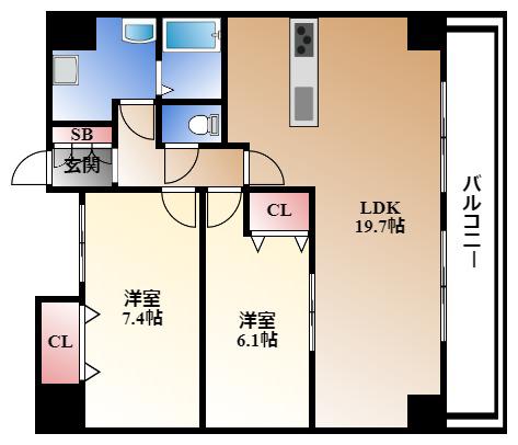 SARPIS千種(2LDK/9階)の間取り写真