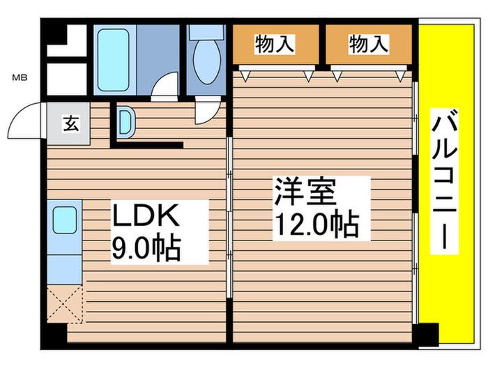 大成レジデンス内田橋(1LDK/4階)の間取り写真