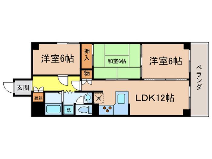ハイトピア京町(3LDK/10階)の間取り写真