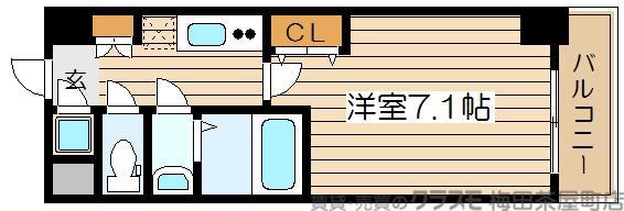レジュールアッシュ梅田レジデンス(1K/9階)の間取り写真