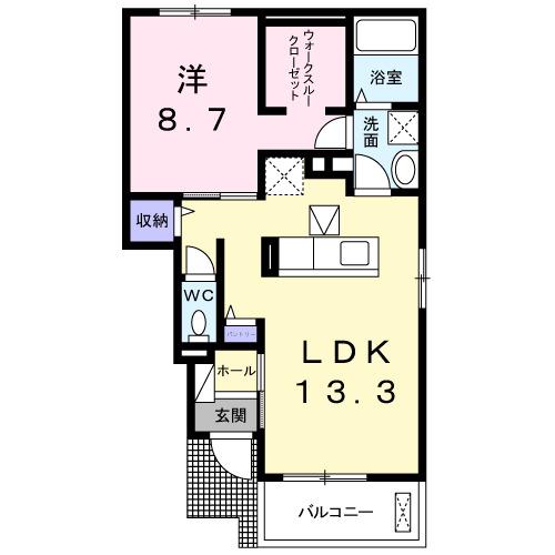 リオコリーナ(1LDK/1階)の間取り写真