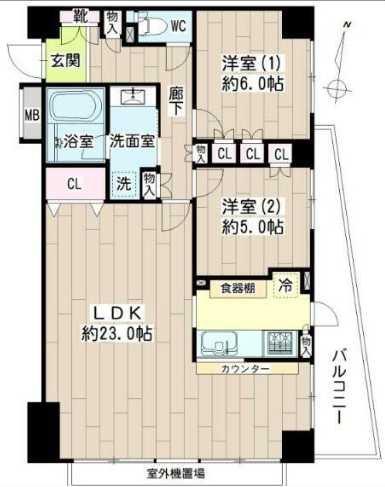 ネオマイム鶴見デュークレア壱番館(2LDK/3階)の間取り写真