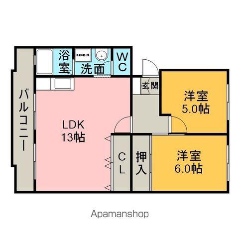 グリーンヒル東新 D棟(2LDK/3階)の間取り写真