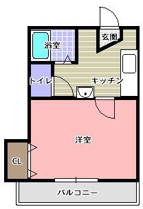 ウエストコートIII(1K/1階)の間取り写真
