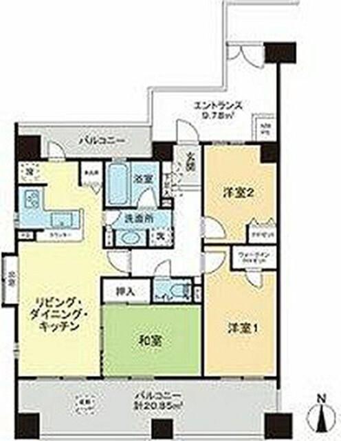ライオンズマンションセントワーフ横濱(3LDK/11階)の間取り写真