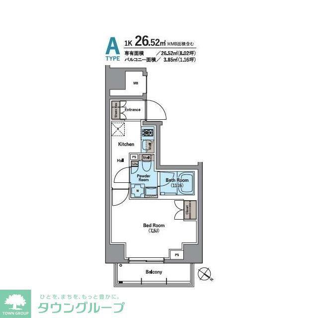 LOG新川(1K/7階)の間取り写真