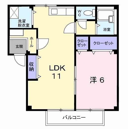 メロディハイツ(1LDK/2階)の間取り写真