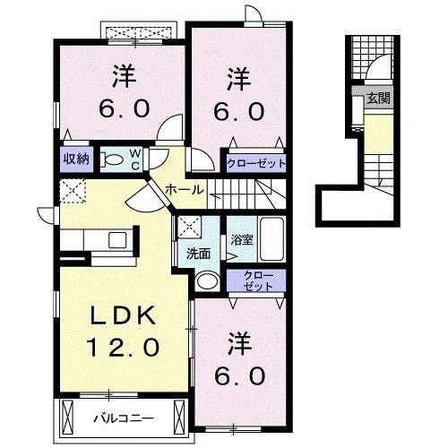 フォレストガーデン(3LDK/2階)の間取り写真