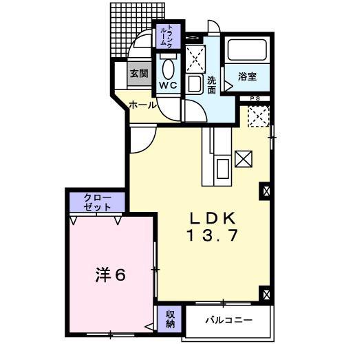 カサデューク東町(1LDK/1階)の間取り写真