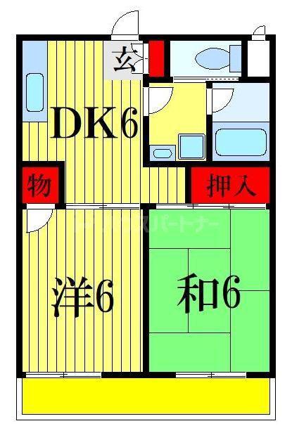 オリーブハウス船橋(2DK/2階)の間取り写真