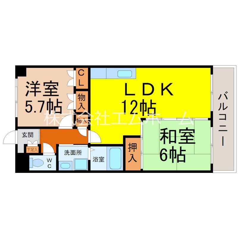 ラ メゾンファミーユ(2LDK/2階)の間取り写真