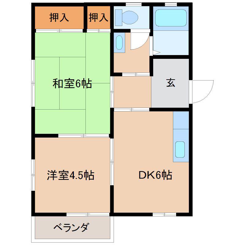 たんぽぽハイツ2(2DK/2階)の間取り写真