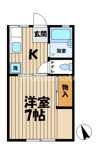 パナハイツ石井A(1K/1階)の間取り写真