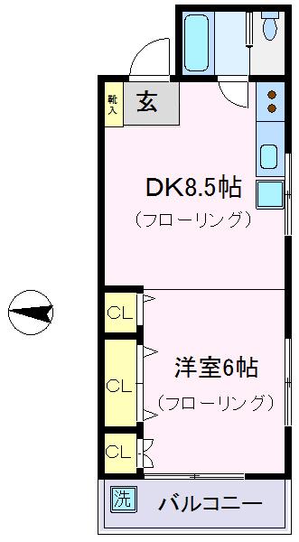 富士シャトー(1LDK/2階)の間取り写真
