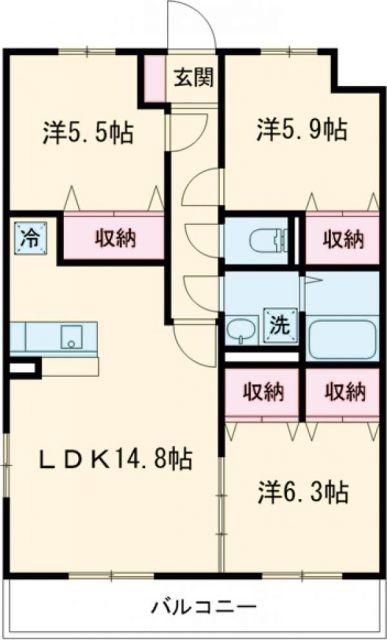 フォルテ(3LDK/10階)の間取り写真