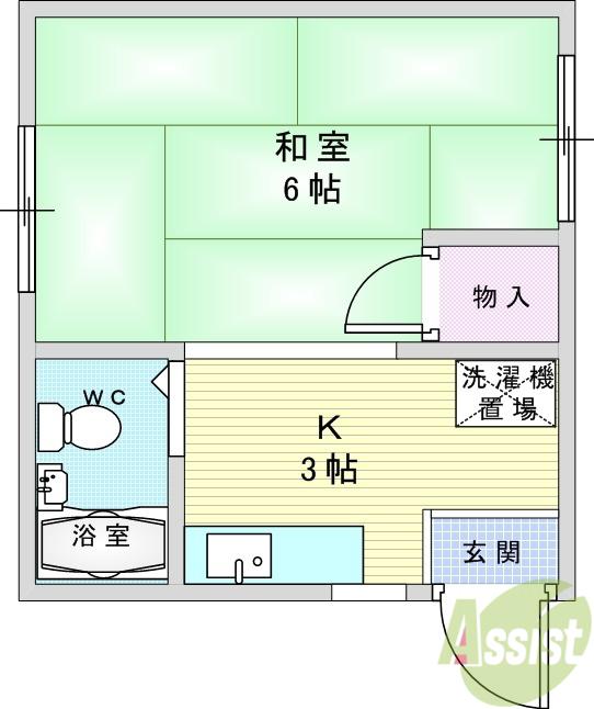 春日荘ハイツS棟(1K/2階)の間取り写真