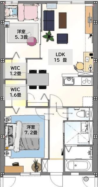 グローブテラス(2LDK/2階)の間取り写真