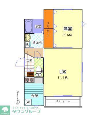 LADO ESCUELA (1LDK/2階)の間取り写真