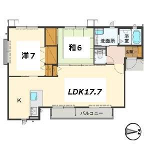 ウイステリア(2LDK/1階)の間取り写真