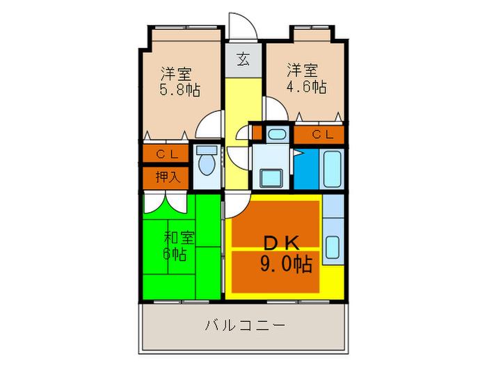 OPH新千里西町1号棟(3DK/1階)の間取り写真